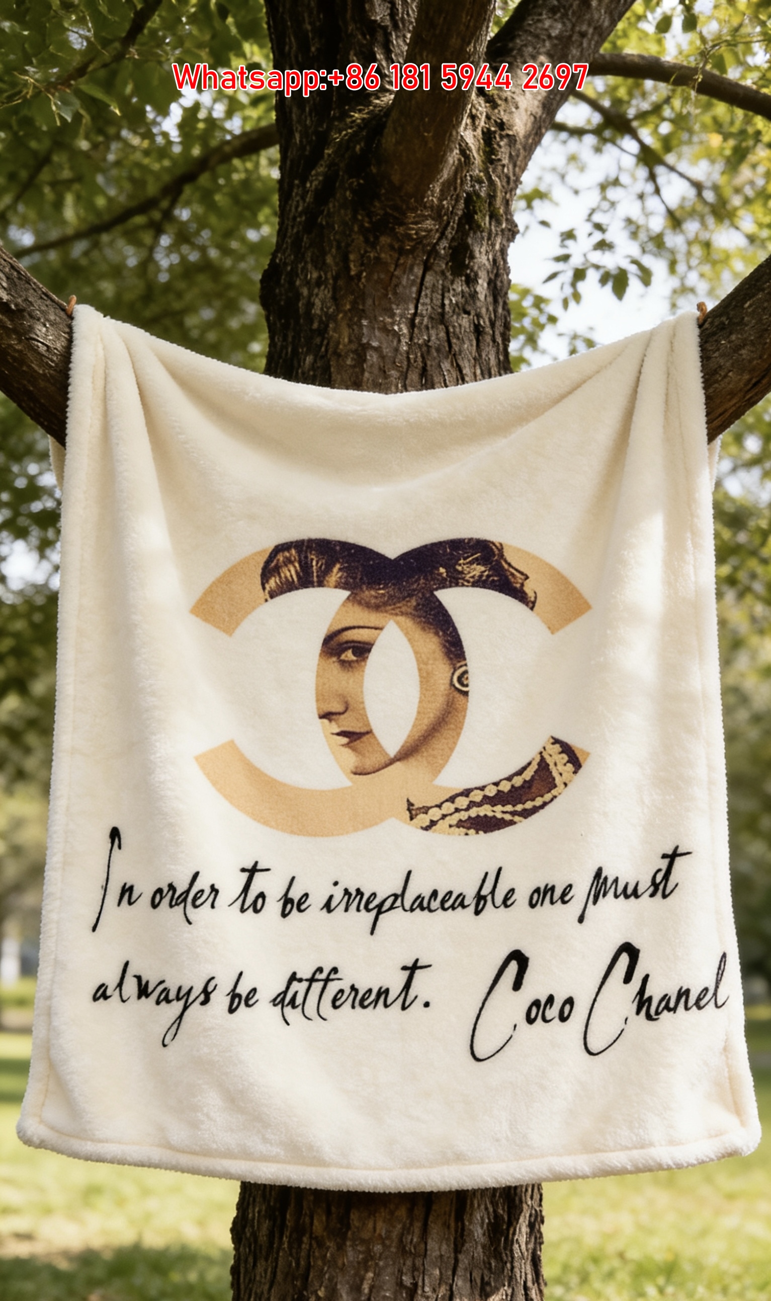 Chanel Coco Quote Flannel Sofa Throw Blanket – Be Irreplaceable IMG_7015